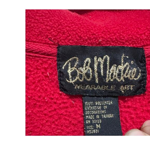Bob Mackie Wearable Art Fleece Zip Up Jacket Red Embroidered Size M Woman's - Picture 3 of 6
